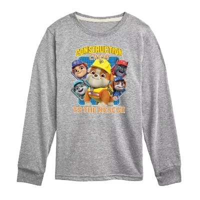 Мальчиковая футболка с длинным рукавом Paw Patrol Rubble & Crew, серый меланж