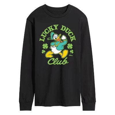 Мужская футболка с длинным рукавом Lucky Duck Club с графическим рисунком, черная