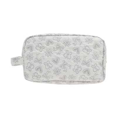 Компактная прямоугольная косметичка в виде сердечек, 1 шт., серая