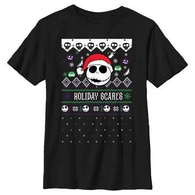 Футболка Boy's Holiday Scares Jack Face черного цвета