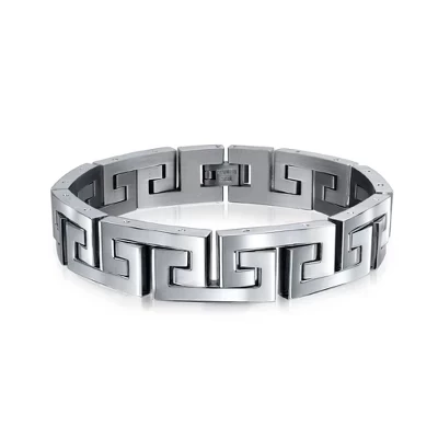 Стильный геометрический браслет Infinity Key Link Черный IP Нержавеющая сталь шириной 12 мм серебристый