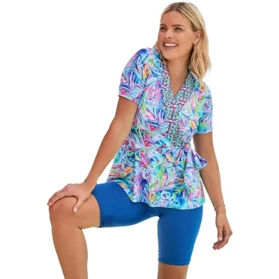 Танкини с искусственным покрытием rainbow tie dye palm