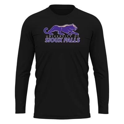 Мужская футболка NCAA University of Sioux Falls с длинным рукавом, черная