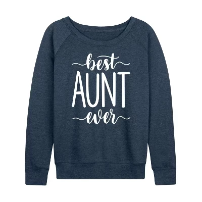 Женская рубашка Best Aunt Ever из легкого французского махрового полотна с широким вырезом и длинными рукавами цвета Хизер индиго.