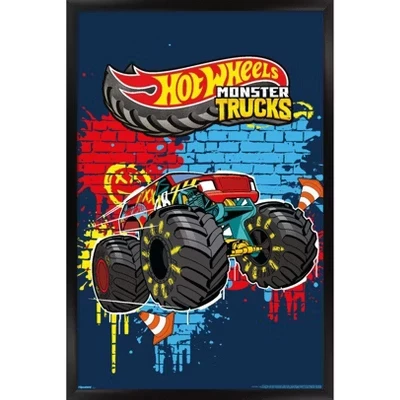 Настенный плакат Mattel Hot Wheels - Monster Trucks Smash в рамке, черный