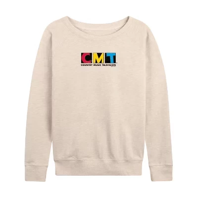 Women's -  - Stamp Logo Lightweight French Terry Wide Neck Long Sleeve Graphic Shirt birch