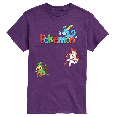 Мужская футболка с коротким рукавом и рисунком Pokémon - Sas Starters фиолетового цвета