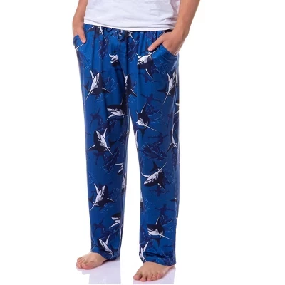 Пижама мужская Great White Shark Attack Sleep Pajama Lounge Брюки синие синие