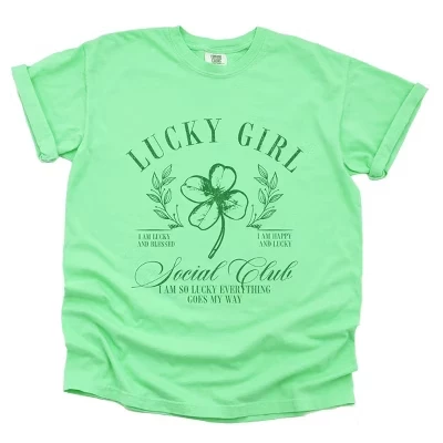 Lucky Girl Social Club Clover - Женская одежда, окрашенная футболка с рисунком reef