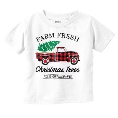 Детская футболка Brisco Brands «Елка и грузовик», белая
