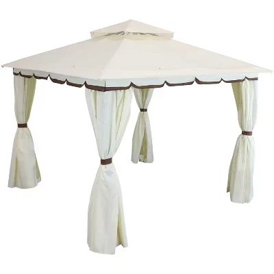 Садовая беседка Sunnydaze Decor с сеткой, кремовая
