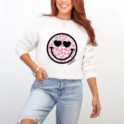S.W.Smiley Leopard Heart Eyes Smiley - женская толстовка с рисунком, белая