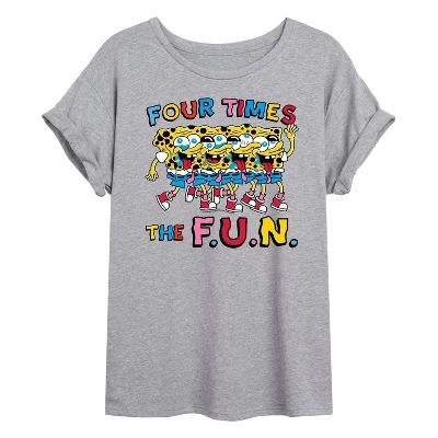 Женская футболка SpongeBob, Four Times The Fun, серая