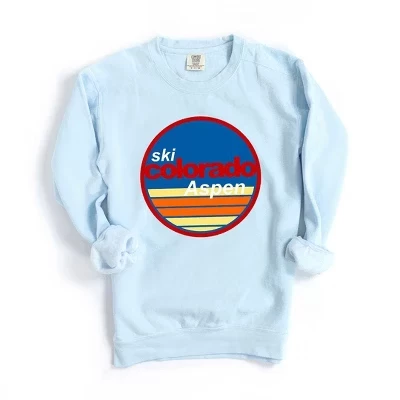 Женская одежда, окрашенная в графический цвет толстовка Aspen Ski Resort chambray