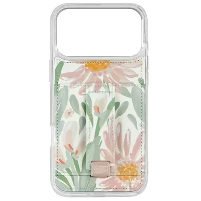 Чехол для iPhone 17 Pro Max Walli с кошельком и ремешком, painted daisy