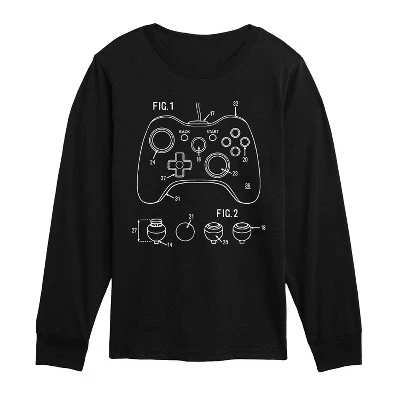 Game Controller Rendering Long Sleeve Graphic T-Shirt black