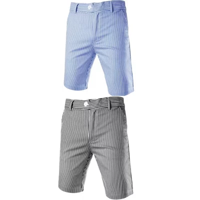 Мужские летние шорты в полоску Slim Fit на плоской подошве спереди, короткие брюки-чино с присосками, 2 упаковки, черно-белые/сине-белые