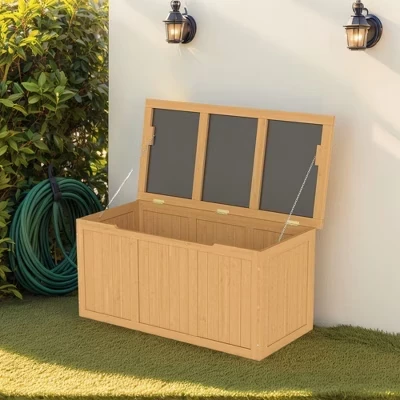 Ящик для террасы Whisen Patio 424 л, деревянный, коричневый