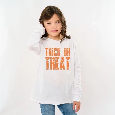 Trick or Treat Block Distressed - Молодежная футболка с длинным рукавом и рисунком белого цвета