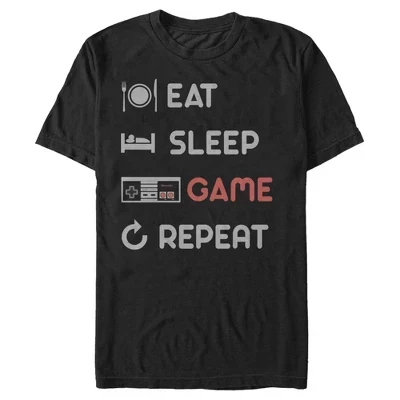 Мужская футболка Eat Sleep NES Game Repeat черного цвета