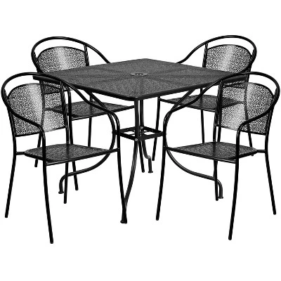 Набор Flash Furniture Oia, стол 90 см и 4 стула, черный