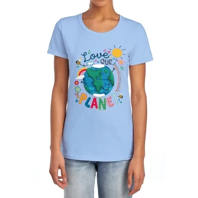 Women's Playdoh Love Our Planet T-Shirt light blue