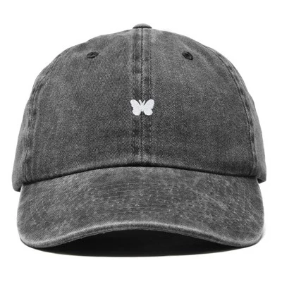 Маленькая вышитая бабочкой хлопчатобумажная шапочка Outdoor Dad Hat женская черная
