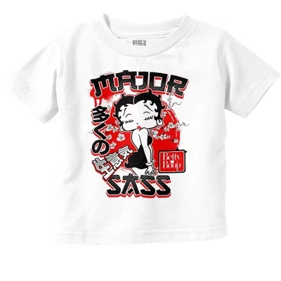 Футболка для маленьких девочек в стиле кандзи Betty Boop Major Sass лицензионного белого цвета
