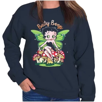 Женская толстовка с круглым вырезом Betty Boop Mushroom Fairy Wings, лицензированная