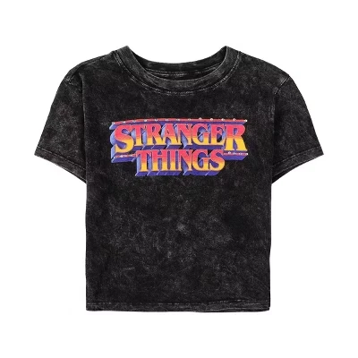 Женская футболка Stranger Things с логотипом, черная