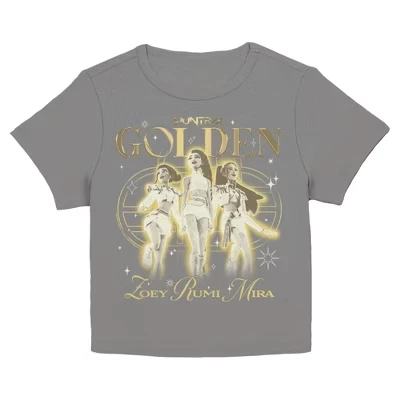 Женская футболка Huntrix The Golden Super Stars для юниорок цвета древесного угля