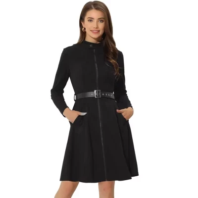 Женское платье Allegra K из экозамши, черное