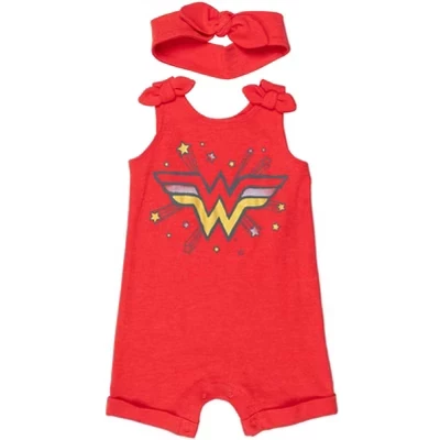 Детский комплект dc comics wonder woman ромпер и повязка, красный