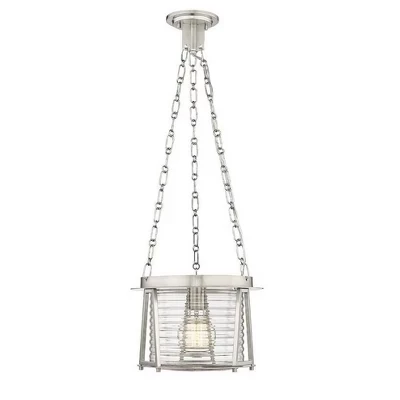 Подвесной светильник Cape Harbor Nautical One-Light - Стальной, с регулируемой яркостью, 150 Вт, цепочка длиной 24 дюйма, Элегантный серебристый дизайн