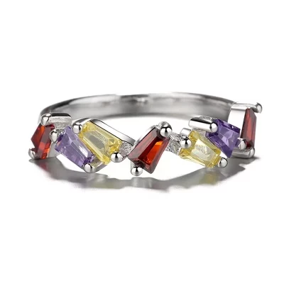 Серебряное кольцо Amy and Annette Swarovski, разноцветное