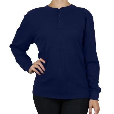 Женская утепленная рубашка Henley из вафельного трикотажа свободного кроя Оверсайз от Henley