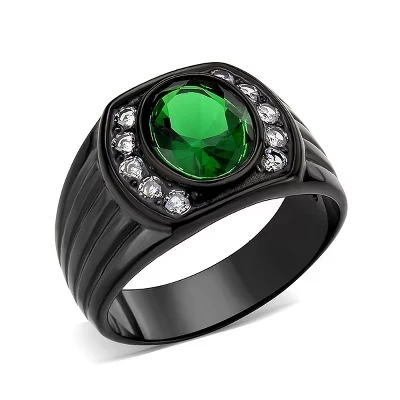 Мужское кольцо SlickBlue Emerald, сталь, размеры 8–13