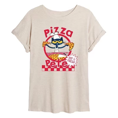 Женская футболка Pete the Cat Papa Petes Pizza оверсайз, айвори