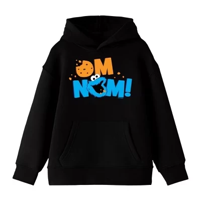 On Nom Cookie Monster Текст Молодежная черная толстовка с капюшоном и длинными рукавами черный