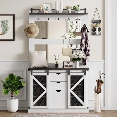 Hall Tree with Bench & Shoe Storage, 44