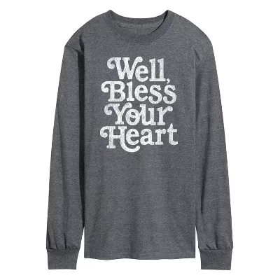 Мужская футболка с длинным рукавом Well Bless Your Heart с графическим рисунком heather charcoal
