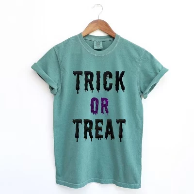 Женская футболка с коротким рукавом Trick Or Treat с пышным принтом, окрашенная в зеленый цвет