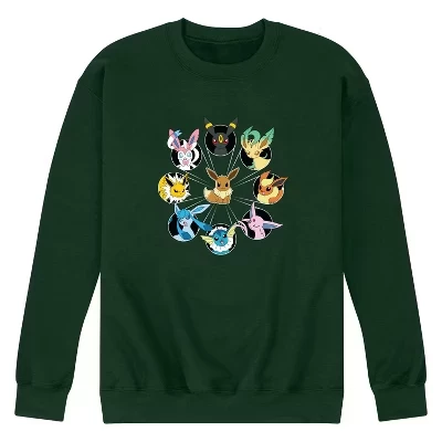 Мужская флисовая толстовка с рисунком покемона - Eevee Evolution Circle