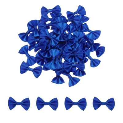 Аксессуары для подарочной упаковки Fabric Party DIY из атласной мини-ленты с бантиками 50 шт. темно-синего цвета