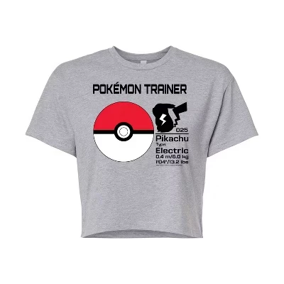 Женская укороченная футболка Pokemon Pokeball Trainer, серая