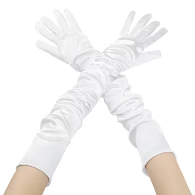 Женские удлиненные перчатки INSPIRE CHIC из атласа, белые