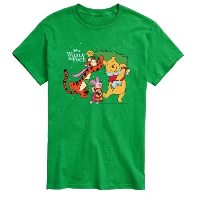 Мужская футболка Winnie the Pooh Christmas, зелёная