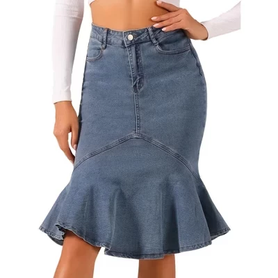 Женская джинсовая юбка INSPIRE CHIC миди годе, серая