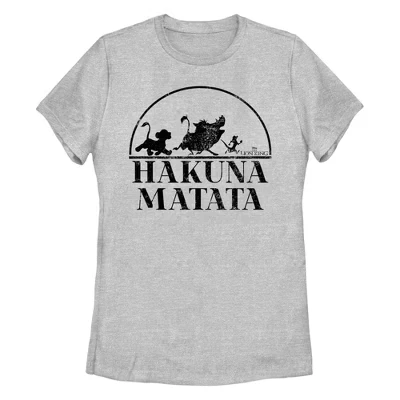 Женская футболка Athletic Heather с силуэтом Короля льва Hakuna Matata