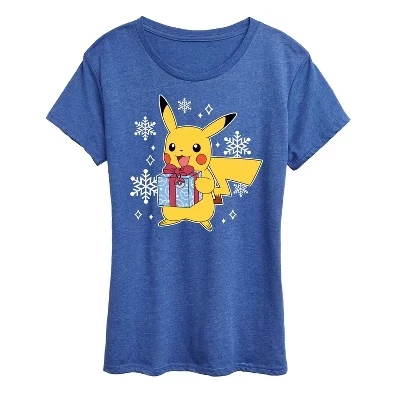 Женская футболка Pokemon Pika Presents с принтом, синяя